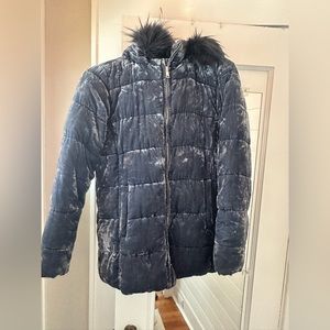 Loft fur-lined hooded coat